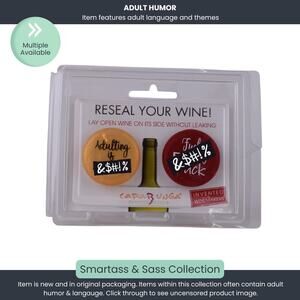 Capabunga Reusable Wine Bottle Caps – Set of 2 (Adult Humor Designs)